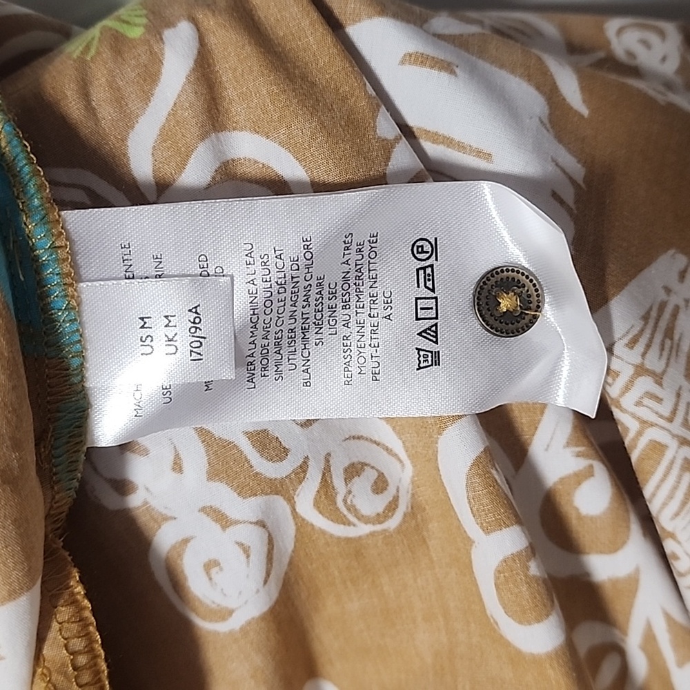 MAEVE ANTHRO Toni Tunic Dress M Tropical Tiki Print Button Down Shirt Dress - Picture 11 of 16